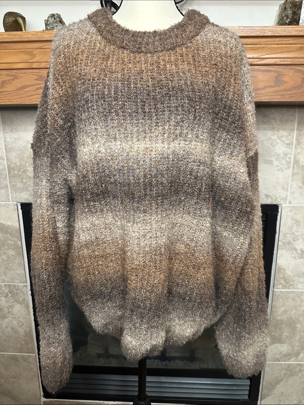 Grey Bandit XL Brown Ombre Wool Blend Oversized Sweater Brynn Style Crewneck